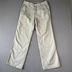 VTG Quiksilver Boys Chino Pants Tan Flat Front Sz 29 Casual Khaki Beige Straight